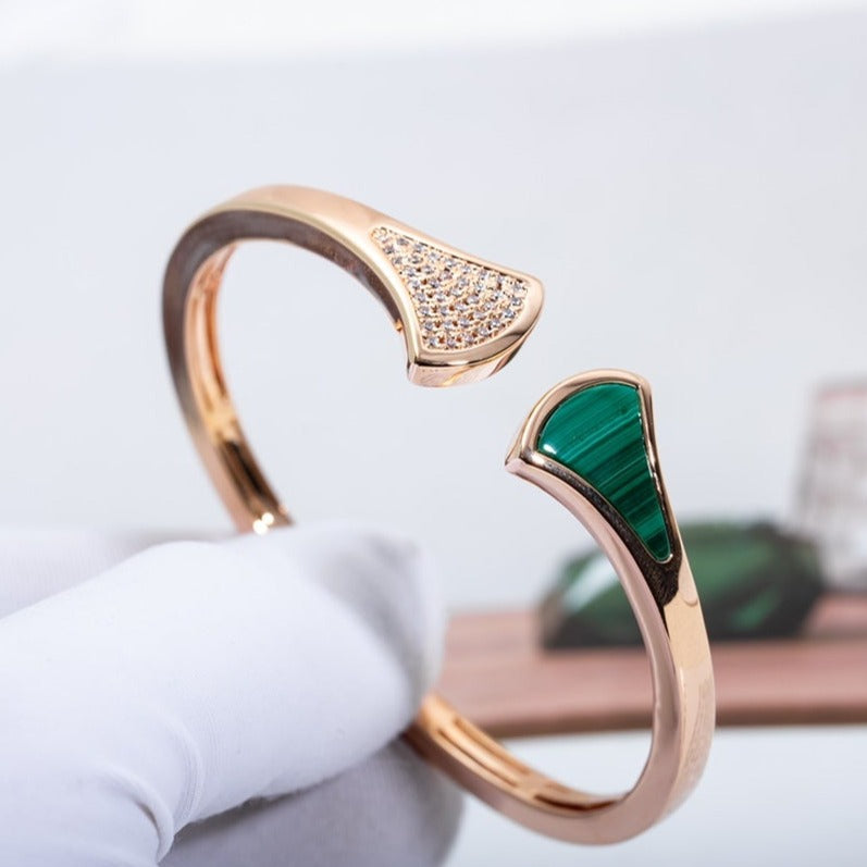 [⭐Spark]DREAM BRACELET OPEN MALACHITE PINK GOLD