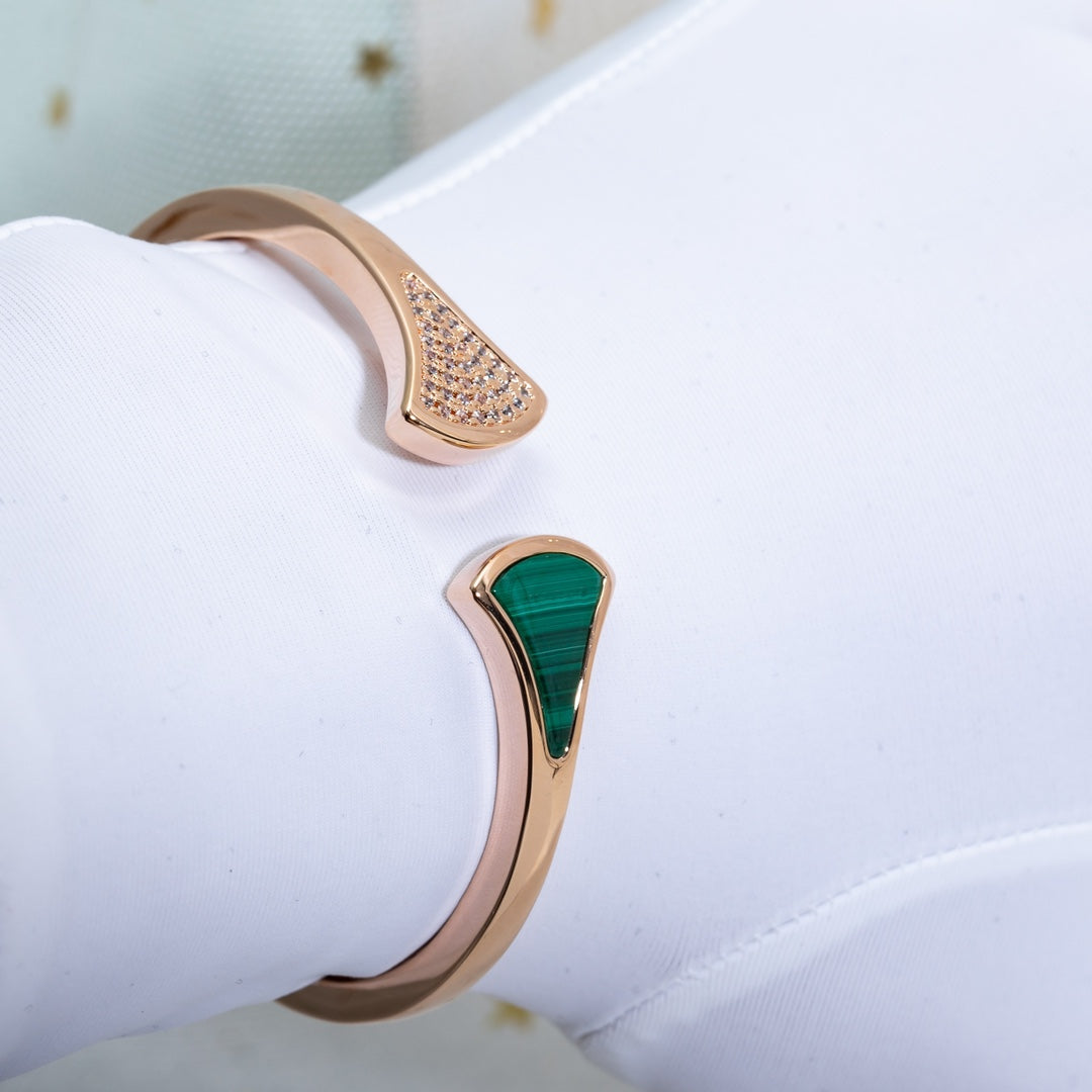 [⭐Spark]DREAM BRACELET OPEN MALACHITE PINK GOLD