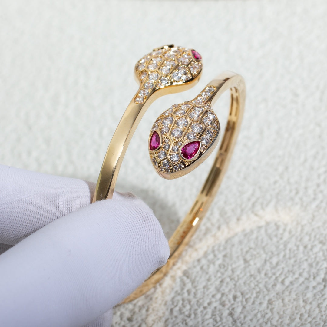 [⭐Spark]SERPENTI BRACELET PINK GOLD DIAMOND DOUBLE SNAKE