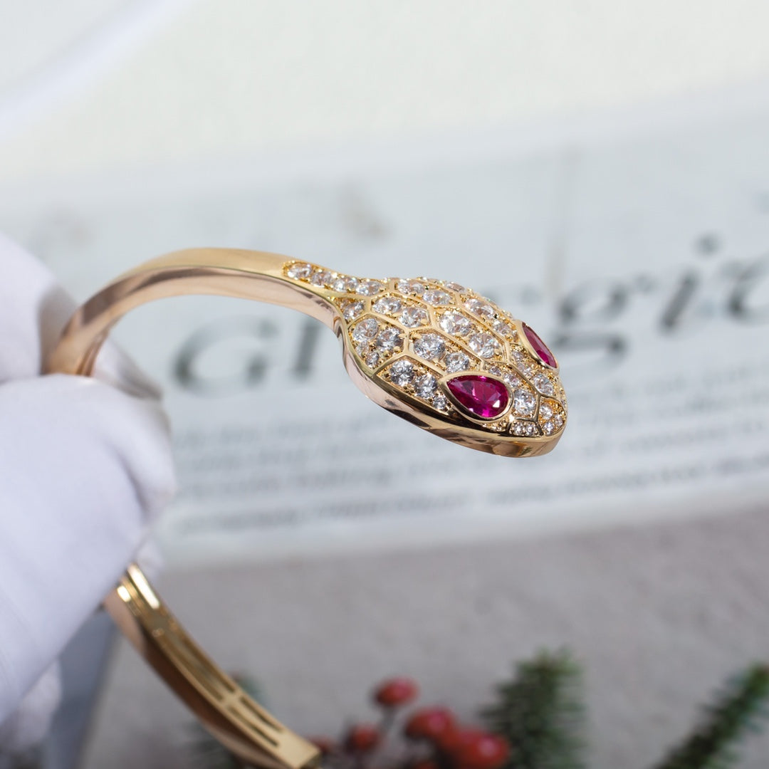[⭐Spark]SERPENTI BRACELET PINK GOLD DIAMOND DOUBLE SNAKE