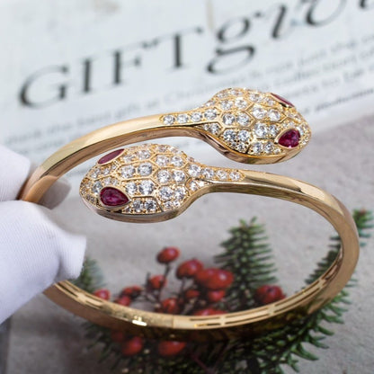 [⭐Spark]SERPENTI BRACELET PINK GOLD DIAMOND DOUBLE SNAKE