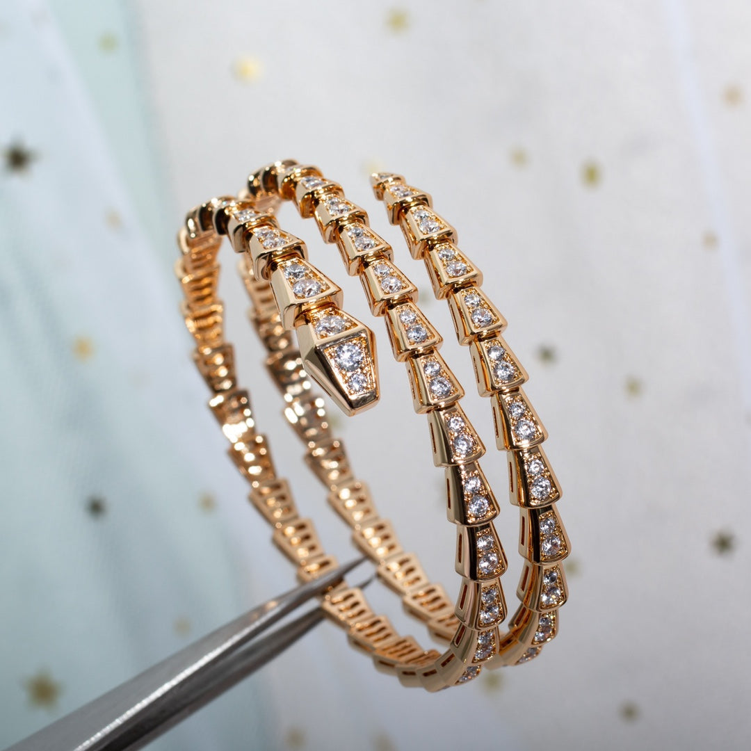 [⭐Spark]SERPENTI BRACELET PINK GOLD DIAMOND DOUBLE ROW