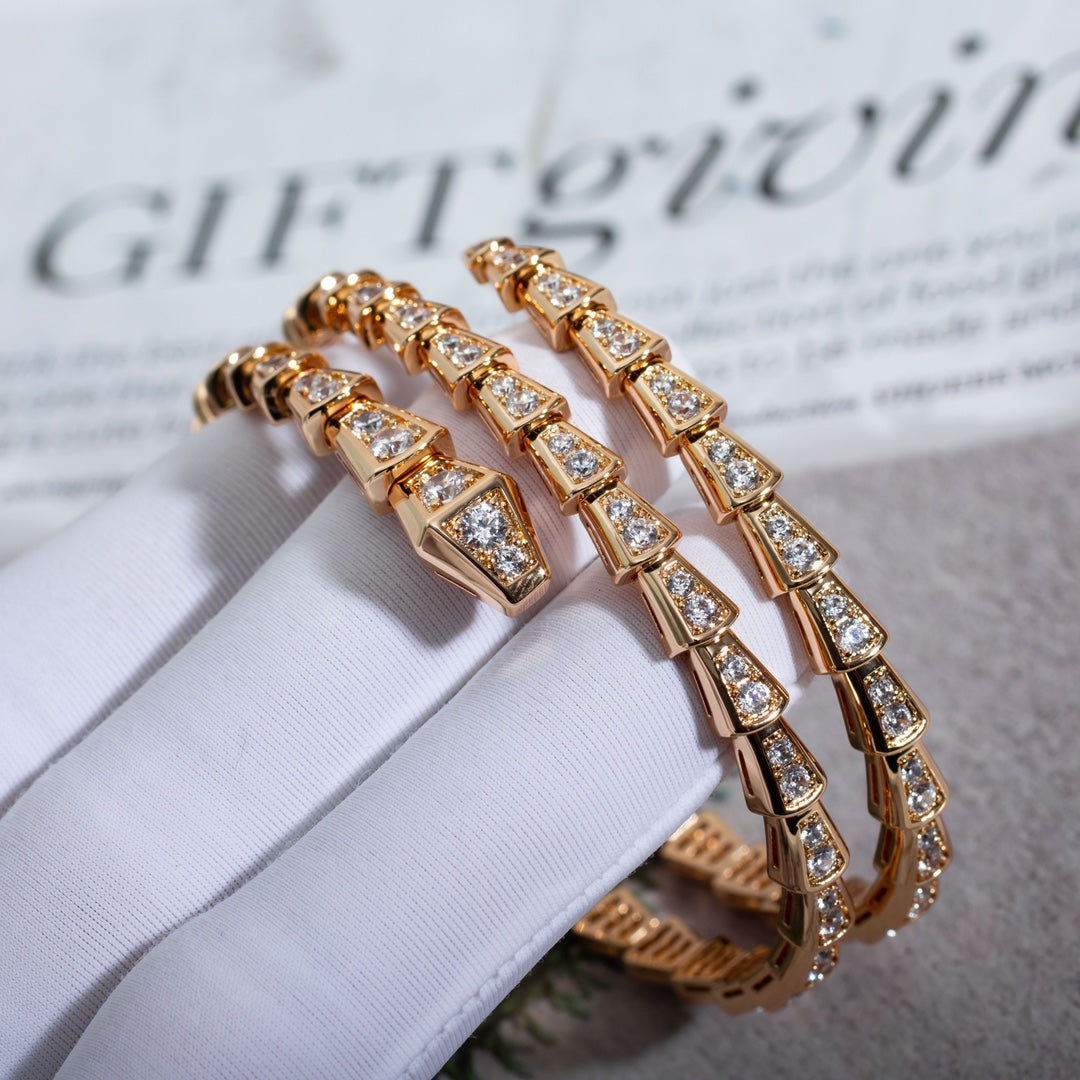 [⭐Spark]SERPENTI BRACELET PINK GOLD DIAMOND DOUBLE ROW