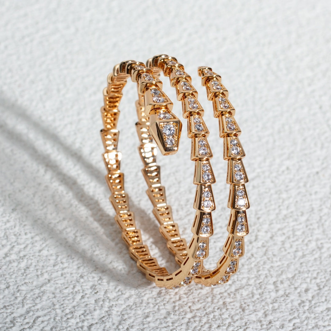 [⭐Spark]SERPENTI BRACELET PINK GOLD DIAMOND DOUBLE ROW