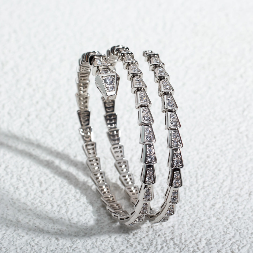 [⭐Spark]SERPENTI BRACELET SILVER DIAMOND DOUBLE ROW