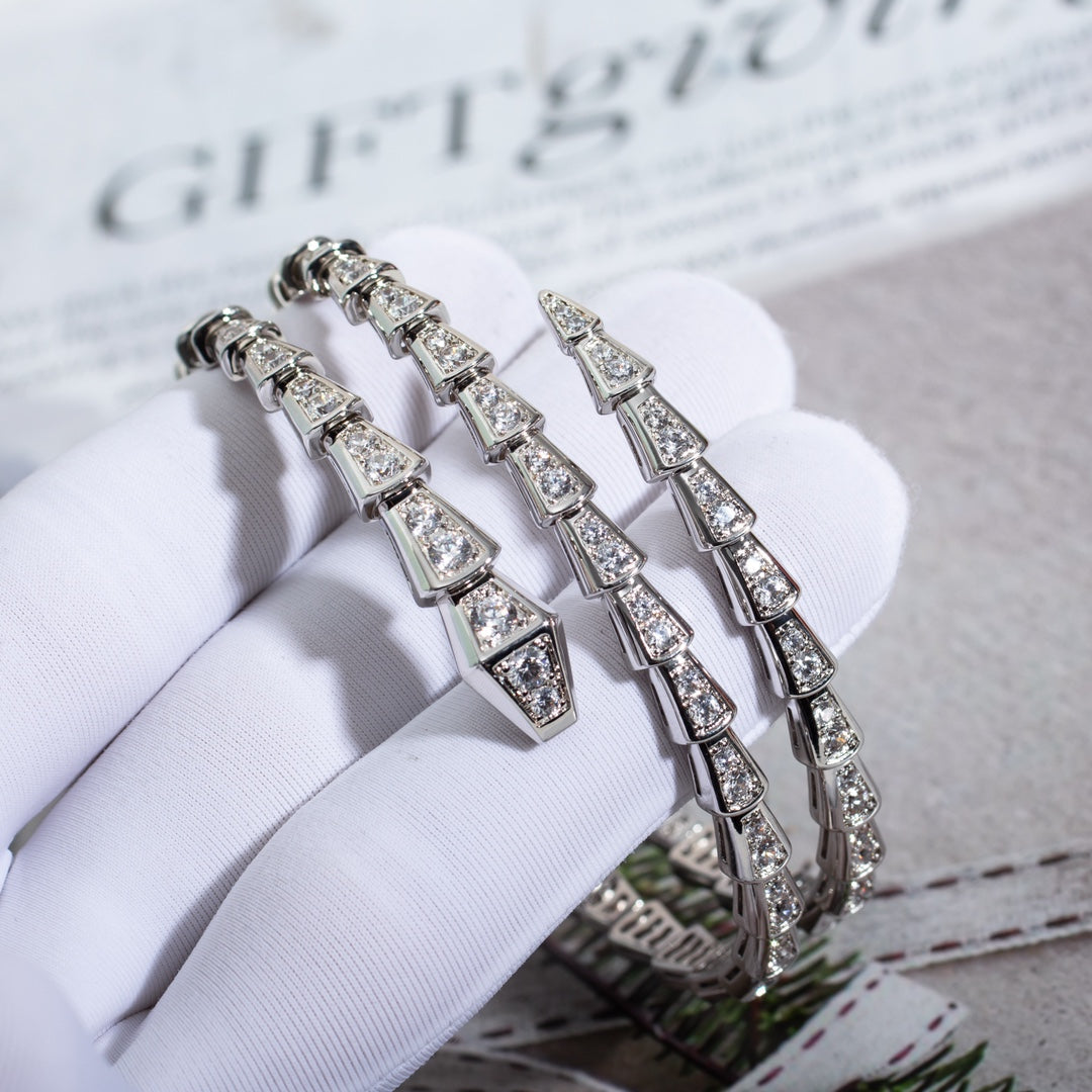[⭐Spark]SERPENTI BRACELET SILVER DIAMOND DOUBLE ROW