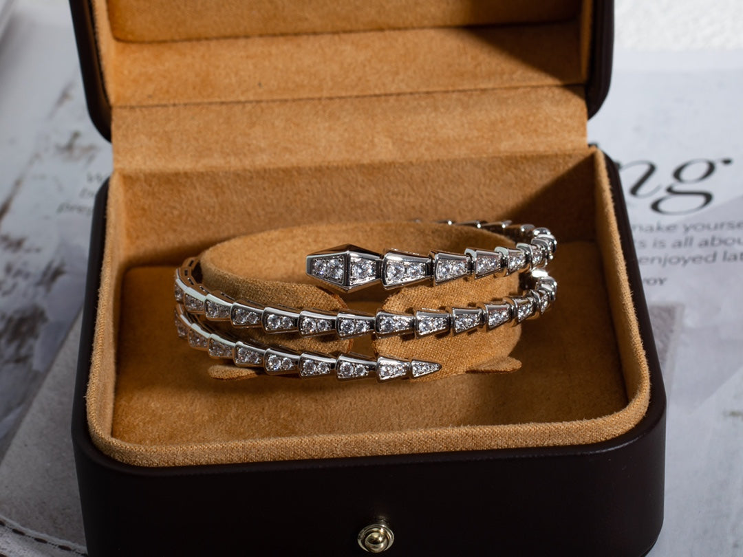 [⭐Spark]SERPENTI BRACELET SILVER DIAMOND DOUBLE ROW