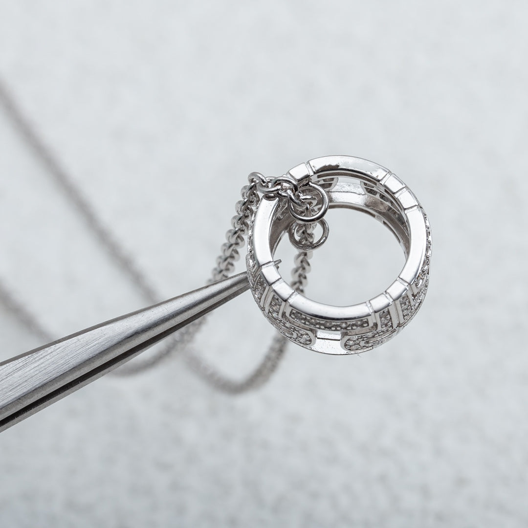 [⭐Spark]PARENTESI NECKLACE SILVER DIAMOND
