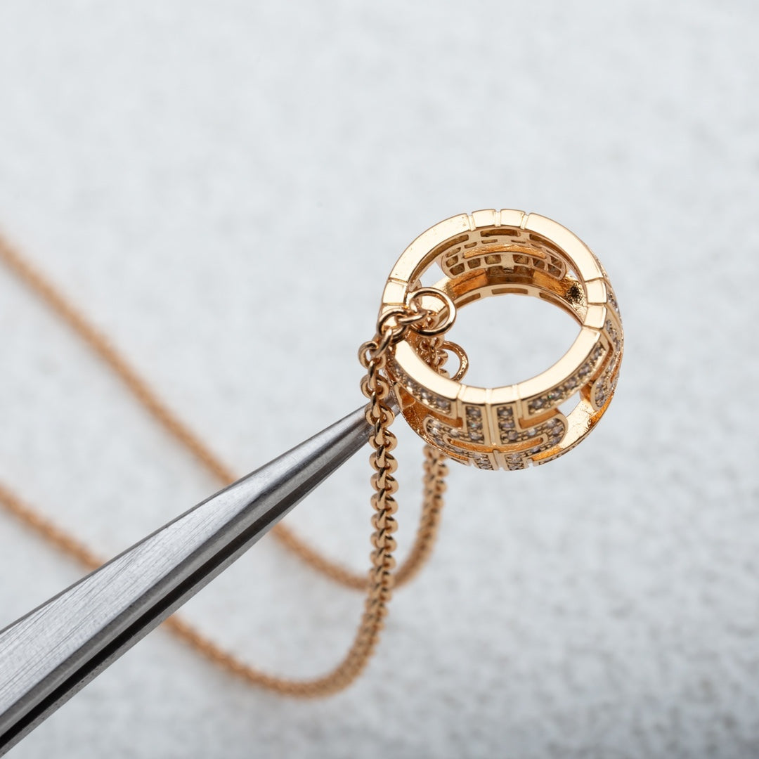 [⭐Spark]PARENTESI NECKLACE PINK GOLD DIAMOND