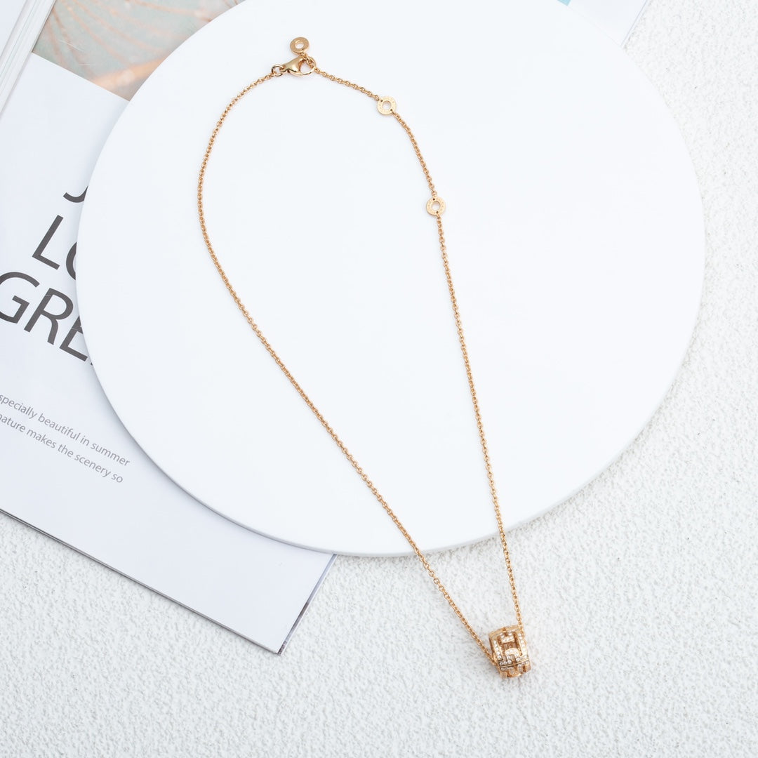 [⭐Spark]PARENTESI NECKLACE PINK GOLD DIAMOND