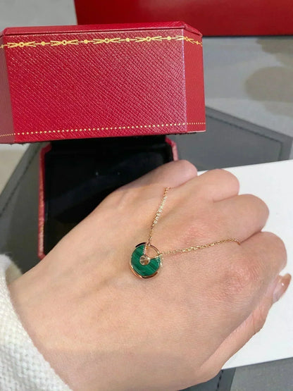 [⭐Spark]AMULETTE ROSE GOLD MALACHITE NECKLACE