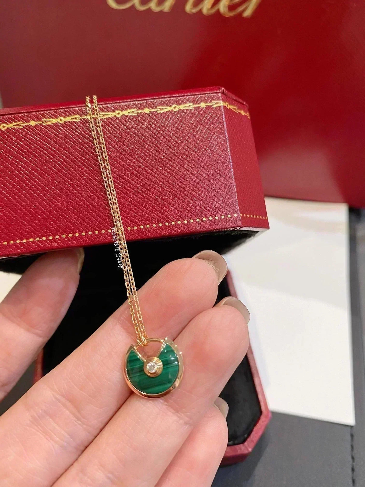 [⭐Spark]AMULETTE ROSE GOLD MALACHITE NECKLACE