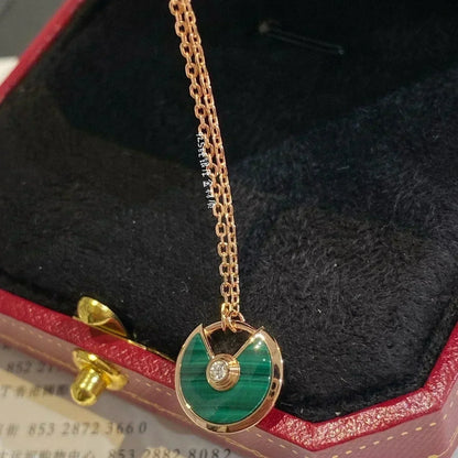 [⭐Spark]AMULETTE ROSE GOLD MALACHITE NECKLACE