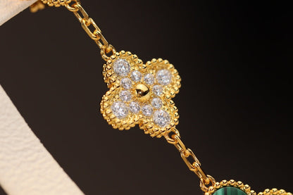 [⭐Spark]CLOVER EARRINGS GOLD MALACHITE DIAMOND 3 MOTIF