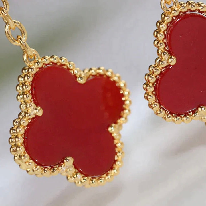 [⭐Spark]CLOVER  2 MOTIF  TIGER EYE CARNELIAN EARRINGS