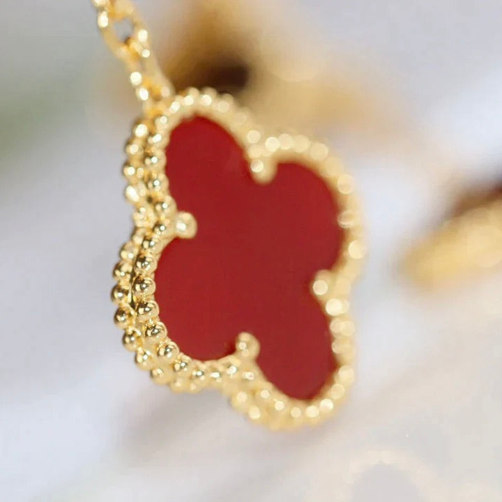 [⭐Spark]CLOVER  2 MOTIF  TIGER EYE CARNELIAN EARRINGS