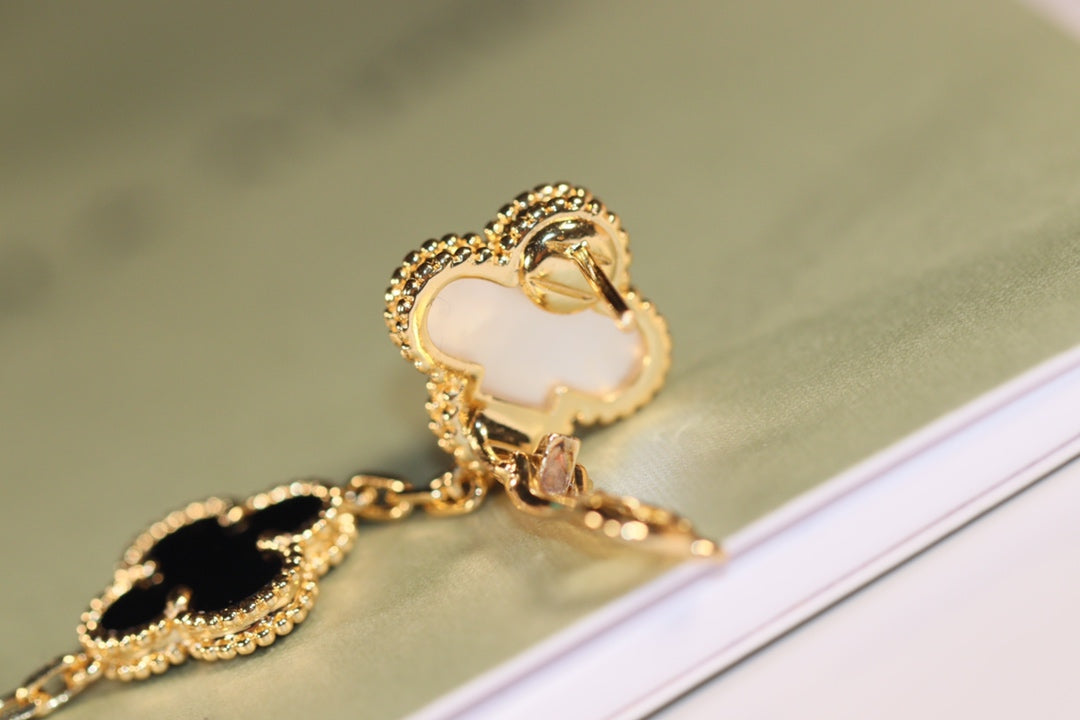 [⭐Spark]CLOVER EARRINGS GOLD ONYX MOP 3 MOTIF
