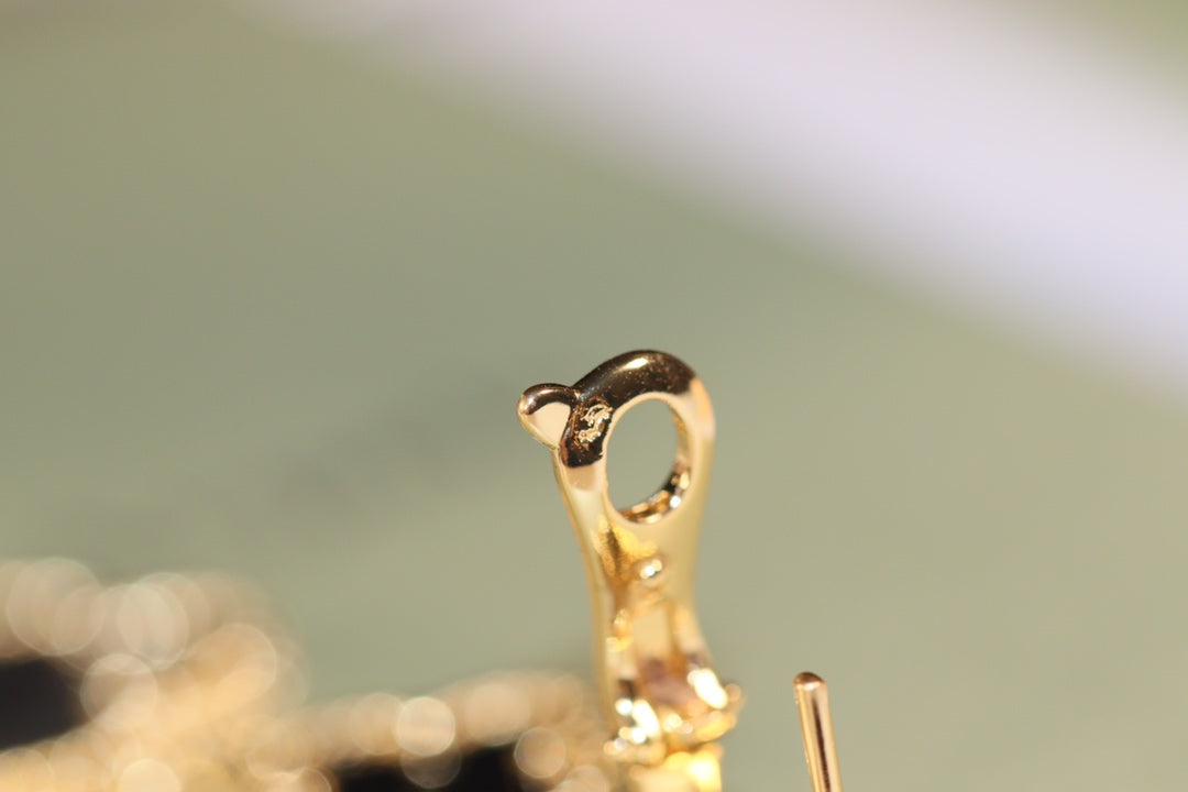 [⭐Spark]CLOVER EARRINGS GOLD ONYX MOP 3 MOTIF
