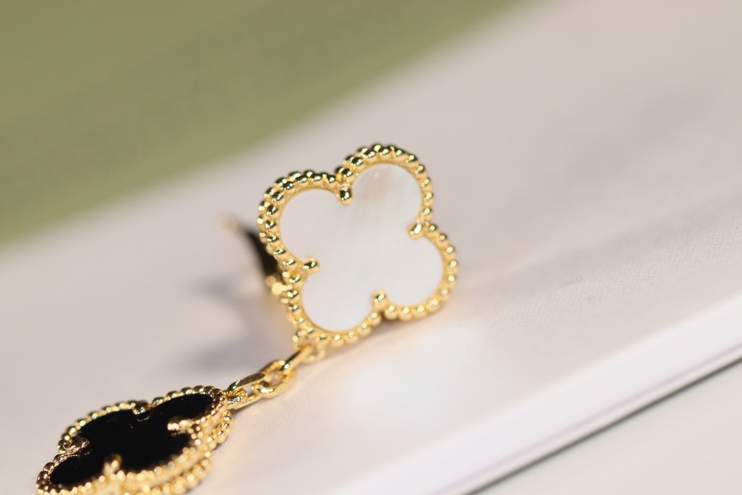 [⭐Spark]CLOVER EARRINGS GOLD ONYX MOP 3 MOTIF