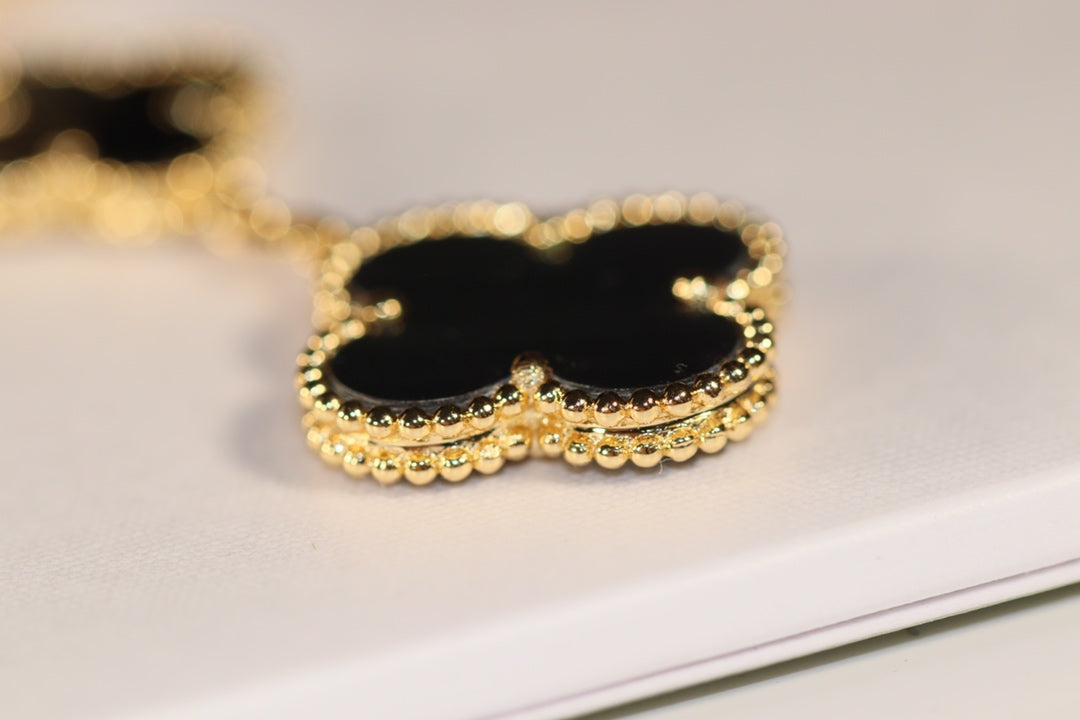 [⭐Spark]CLOVER EARRINGS GOLD ONYX MOP 3 MOTIF
