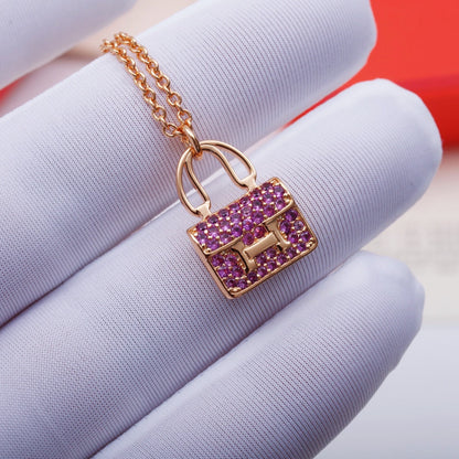 [⭐Spark]CONSTANCE PEDANT PURPLE DIAMOND NECKLACE