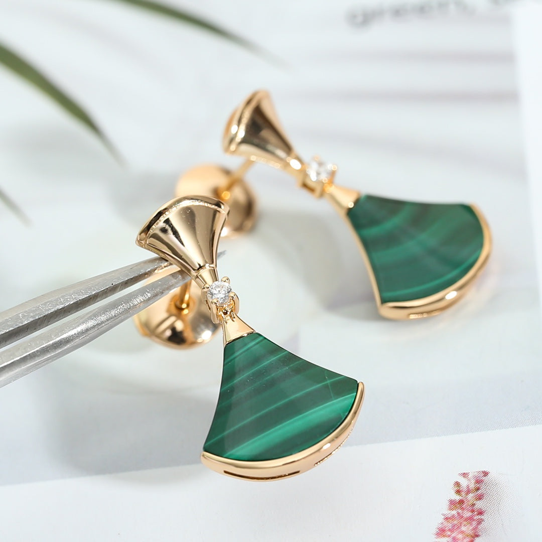 [⭐Spark]DREAM MALACHITE PINK GOLD EARRINGS