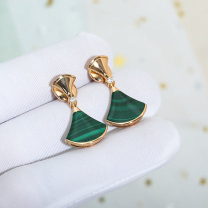 [⭐Spark]DREAM MALACHITE PINK GOLD EARRINGS
