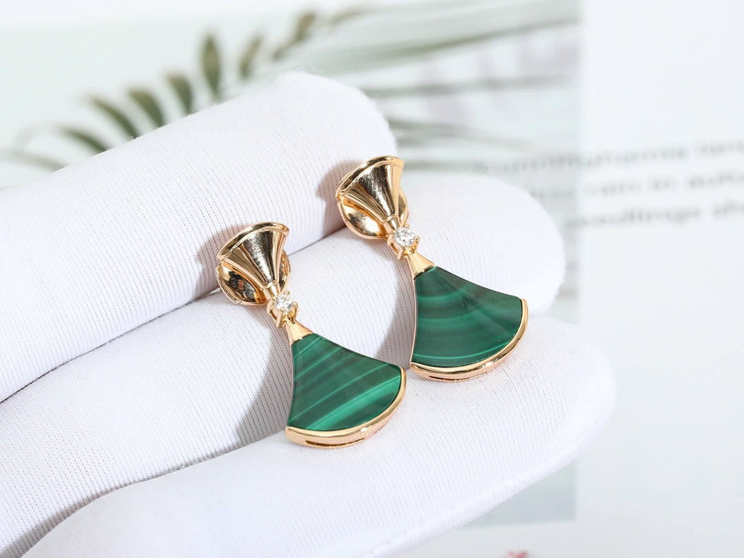 [⭐Spark]DREAM MALACHITE PINK GOLD EARRINGS