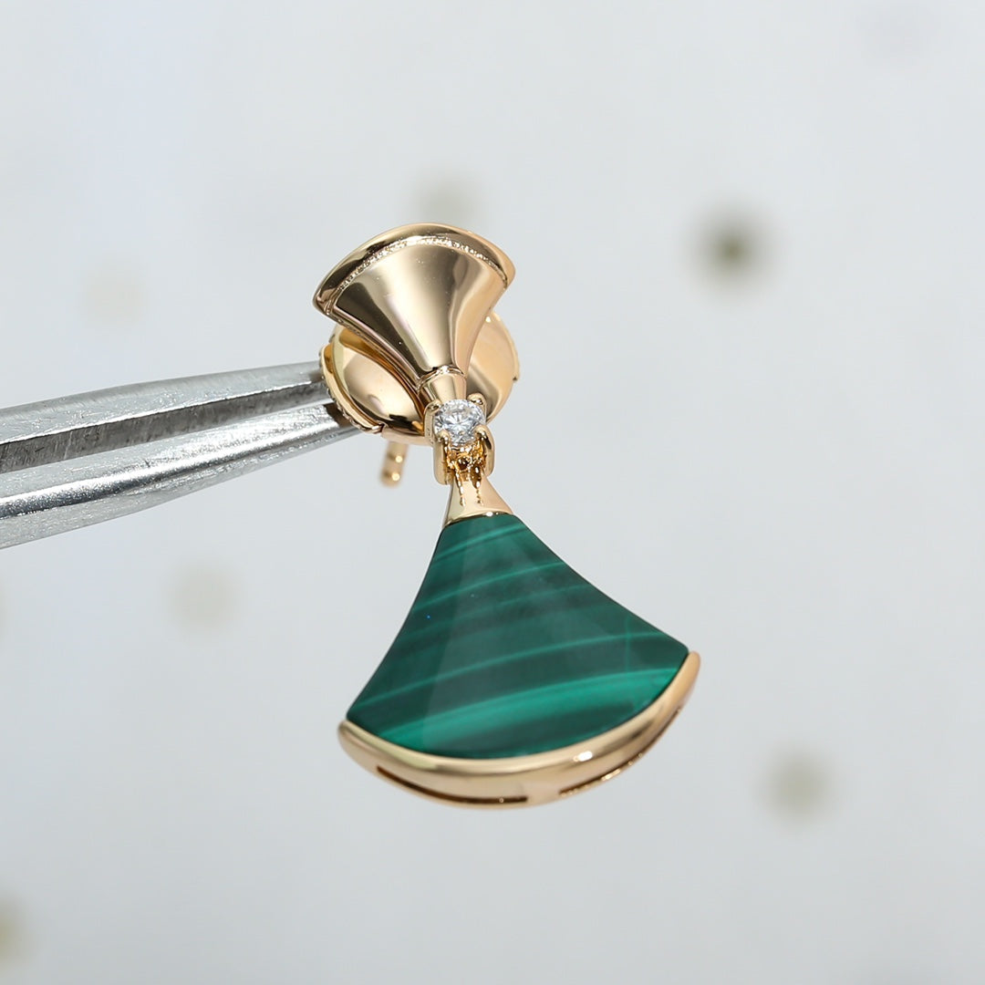 [⭐Spark]DREAM MALACHITE PINK GOLD EARRINGS
