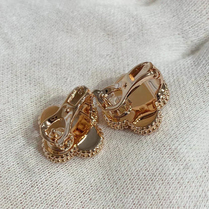 [⭐Spark]CLOVER MEDIUM 1 MOTIFS CARNELIAN  DIAMOND earrings