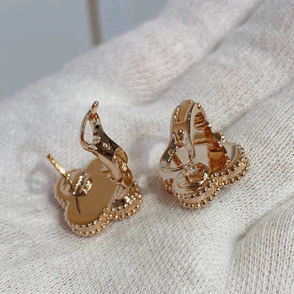 [⭐Spark]CLOVER MEDIUM 1 MOTIFS CARNELIAN  DIAMOND earrings