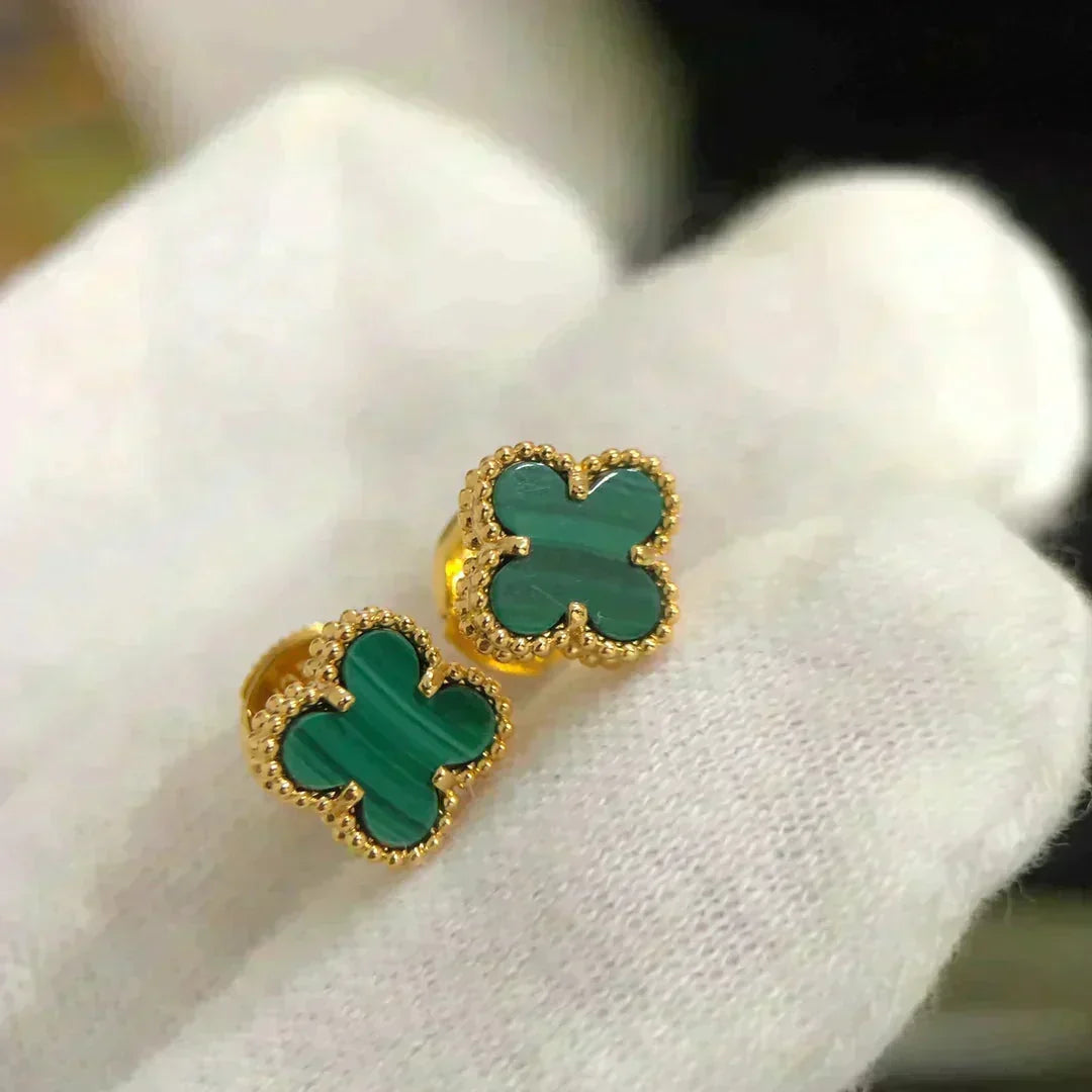 [⭐Spark]CLOVER MINI 9.5MM MALACHITE  EARRINGS