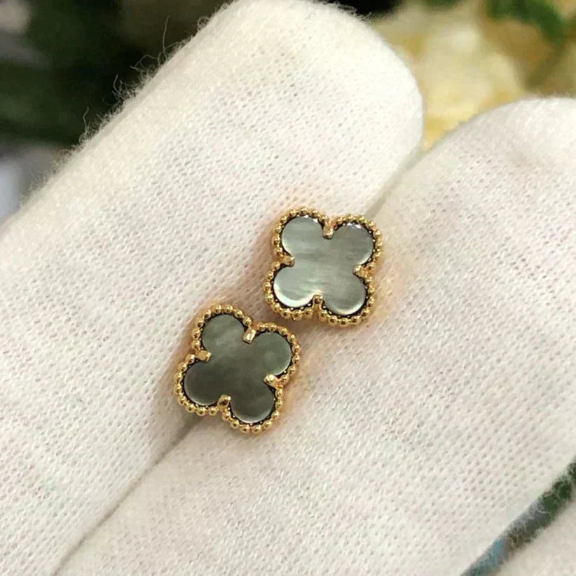 [⭐Spark]CLOVER MINI 9.5MM GRAY MOP EARRINGS