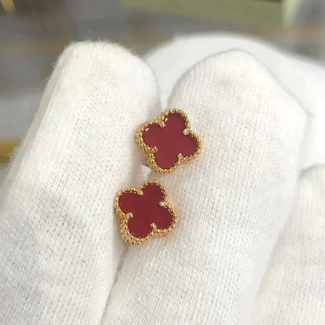 [⭐Spark]CLOVER MINI 9.5MM CARNELIAN EARRINGS