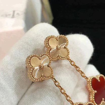 [⭐Spark]CLOVER 2 MOTIF  LASER CARNELIAN EARRINGS
