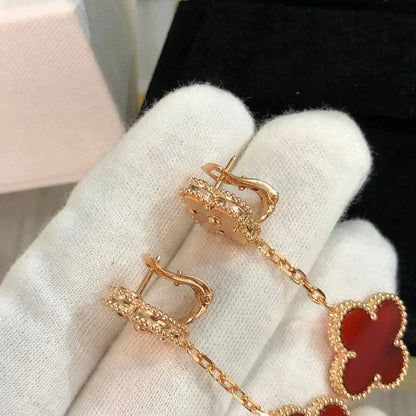[⭐Spark]CLOVER 2 MOTIF  LASER CARNELIAN EARRINGS