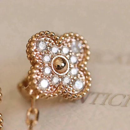 [⭐Spark]CLOVER MEDIUM 1 MOTIFS FUll DIAMOND EARRINGS