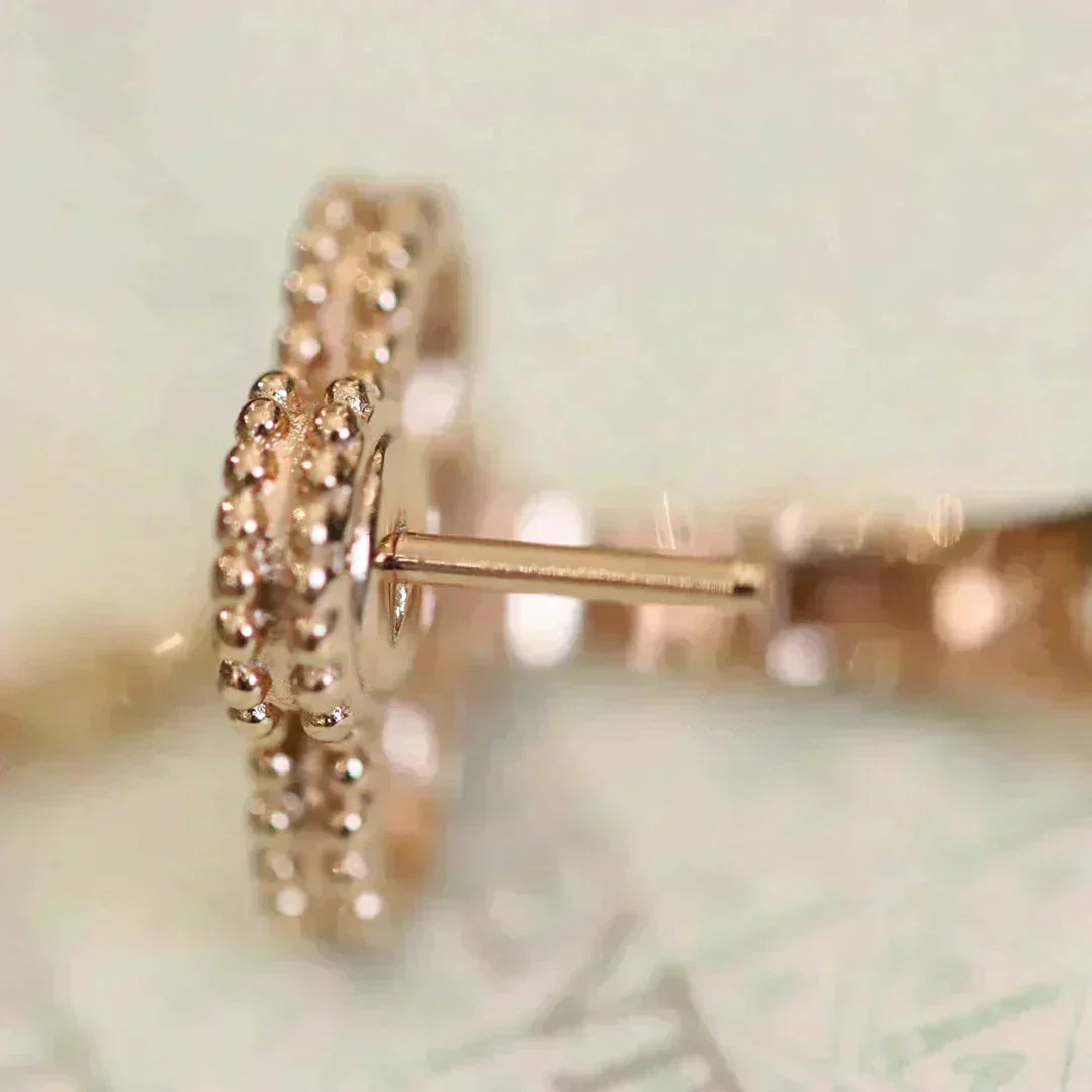 [⭐Spark]CLOVER MEDIUM 1 MOTIFS FUll DIAMOND EARRINGS
