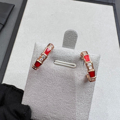 [⭐Spark]SERPENTI CARNELIAN PINK GOLD EARRINGS
