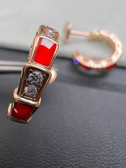 [⭐Spark]SERPENTI CARNELIAN PINK GOLD EARRINGS