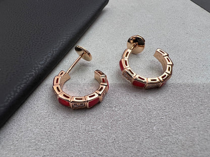 [⭐Spark]SERPENTI CARNELIAN PINK GOLD EARRINGS