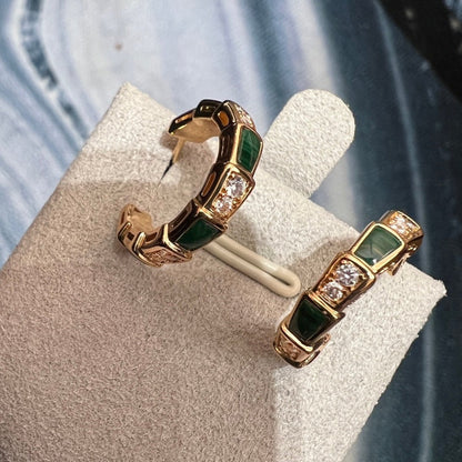[⭐Spark]SERPENTI MALACHITE PINK GOLD EARRINGS