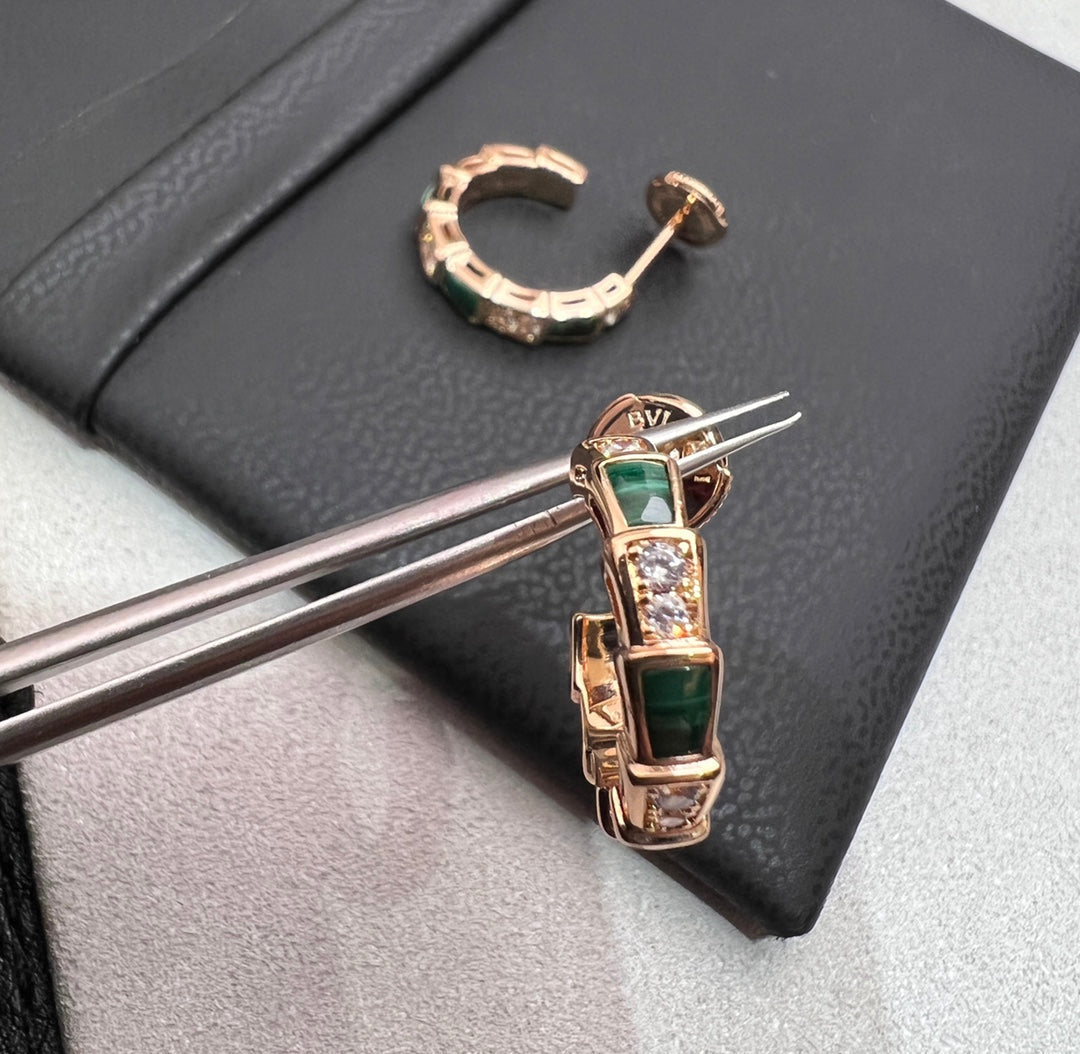 [⭐Spark]SERPENTI MALACHITE PINK GOLD EARRINGS