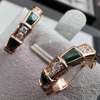 [⭐Spark]SERPENTI MALACHITE PINK GOLD EARRINGS