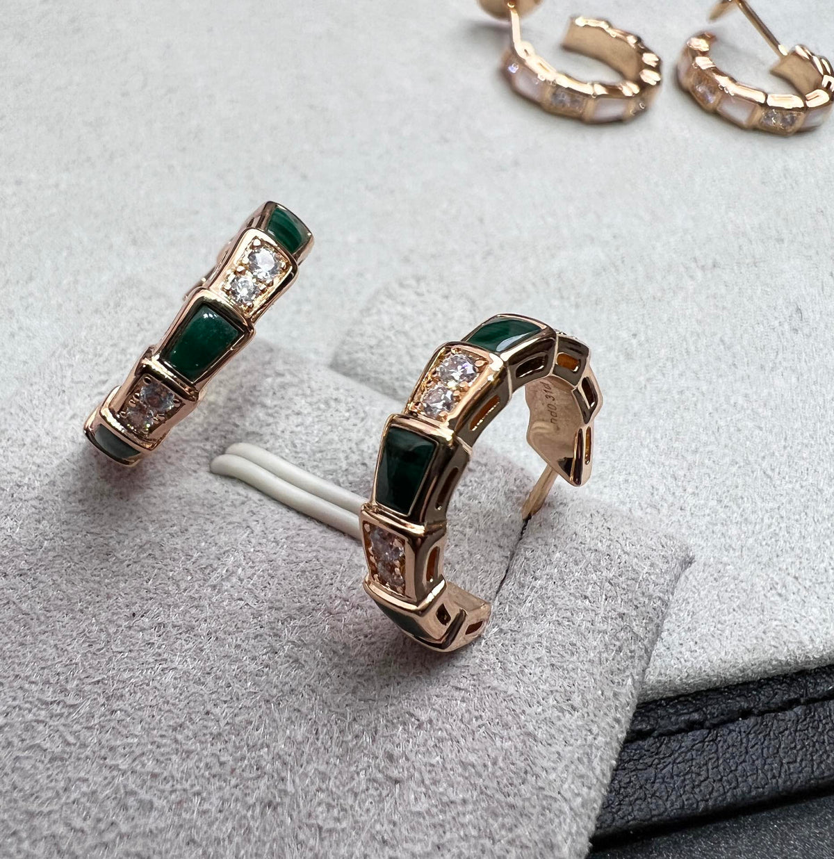 [⭐Spark]SERPENTI MALACHITE PINK GOLD EARRINGS