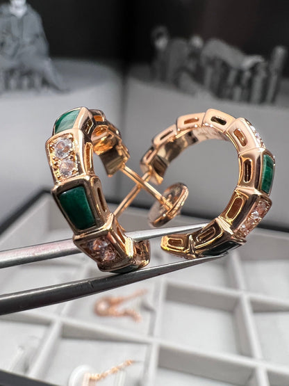 [⭐Spark]SERPENTI MALACHITE PINK GOLD EARRINGS