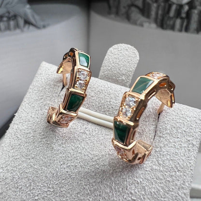 [⭐Spark]SERPENTI MALACHITE PINK GOLD EARRINGS
