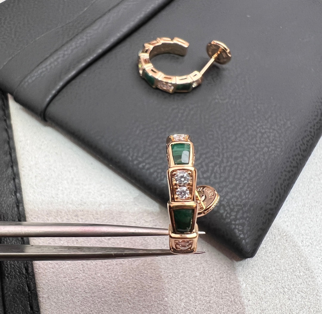 [⭐Spark]SERPENTI MALACHITE PINK GOLD EARRINGS