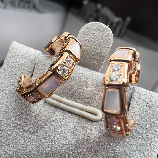 [⭐Spark]SERPENTI MOP PINK GOLD EARRINGS
