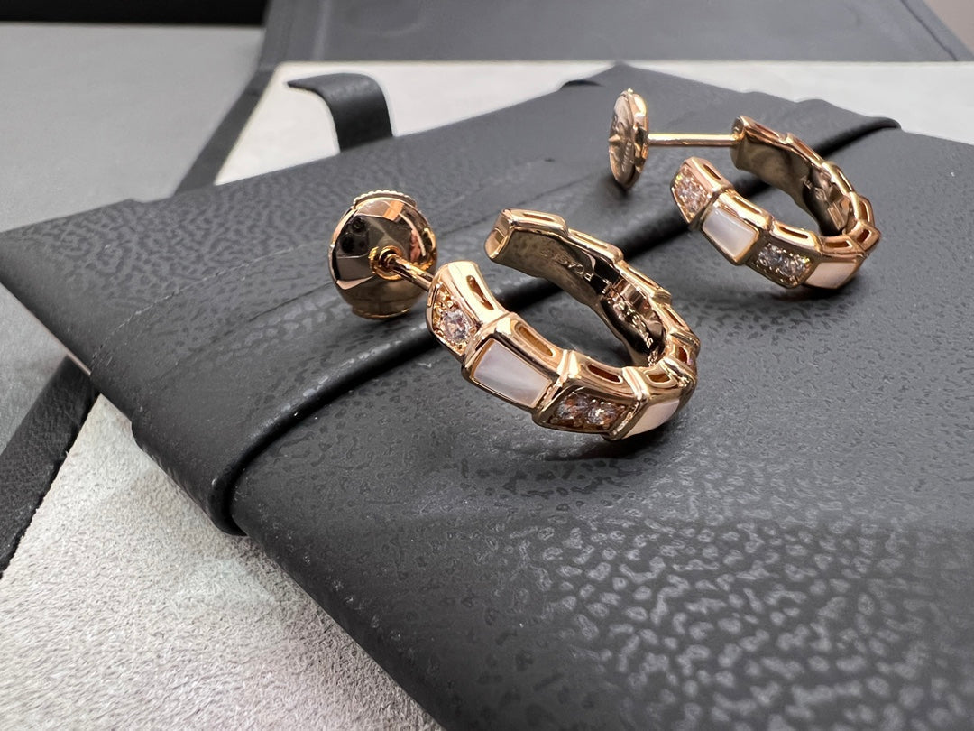 [⭐Spark]SERPENTI MOP PINK GOLD EARRINGS